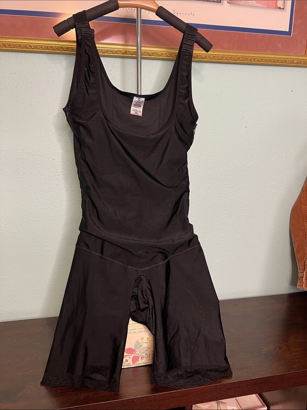 Black Shaping Tank Bodysuit with Short Leg Coverage